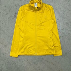 Salomon Vibrant Yellow Softshell Outdoors Hiking Zip-Up Jacket Sz Medium